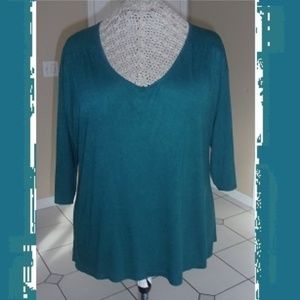 Mottled Teals Lightweight  Crinkle Fabric Shirt